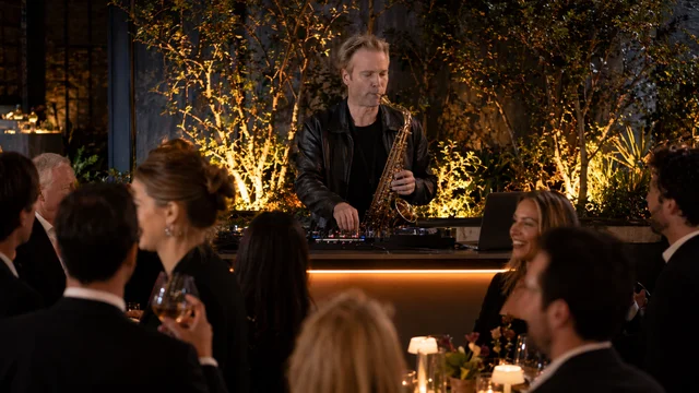 Private event entertainment with live saxophone and DJ