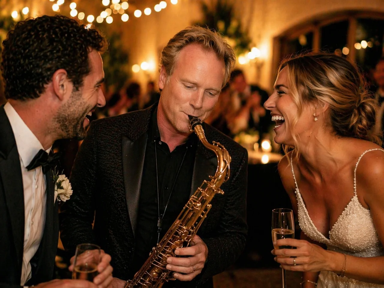 Wedding DJ and live saxophone performance for a planner-led wedding